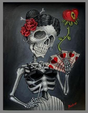 Vintage Tattoo - Skull, roses and hearts Royalty Free Stock Vector Art