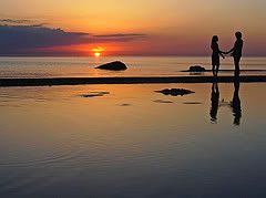 Couple Walking in Sunset Pictures, Images and Photos