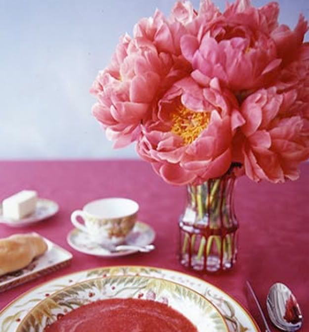 This simple pink peony centerpiece would be perfect for any springtime 