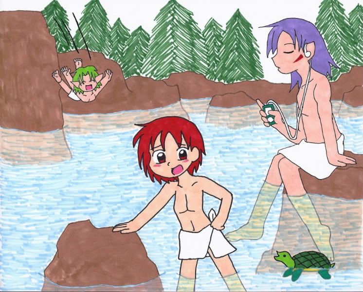 The knights go for a swim.