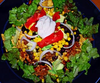 Black Bean and Mexican Rice Taco Salad