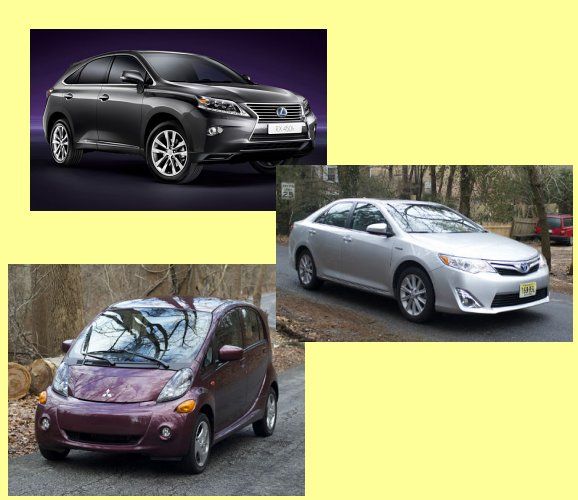 Picture of hybrid and electric cars