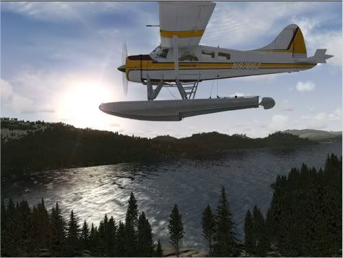 Visit Microsoft's FSX website Picture of float plane above mountain lake