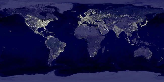 Click to get high res picture and more details - opens in a separate window Picture of Earth at night
