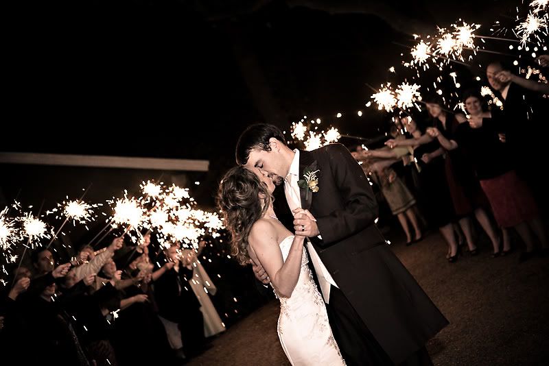 bride and groom,sparklers