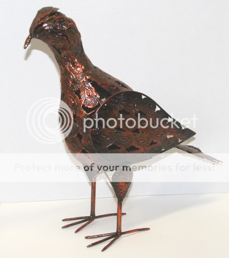 New 17" Tall Burnished Copper Phesant Bird Decorative Accent 21" Long
