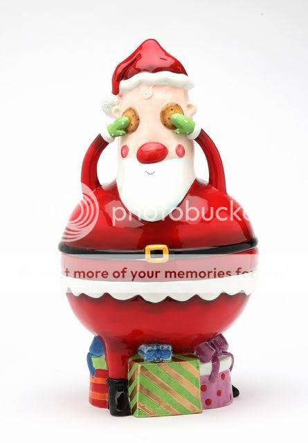 HAND PAINTED NEW ROBIN RODERICK NO PEEKING SANTA CERAMIC COOKIE JAR 